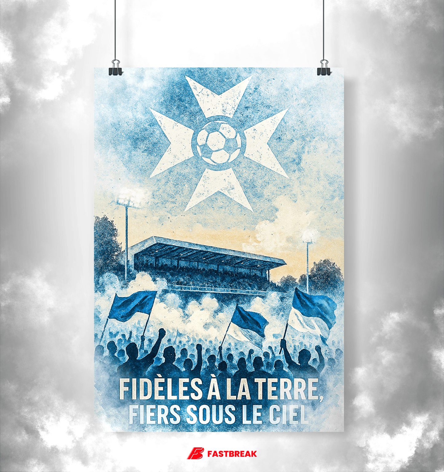 Auxerre Supporters Poster – Blue and White Fervor | Football Poster
