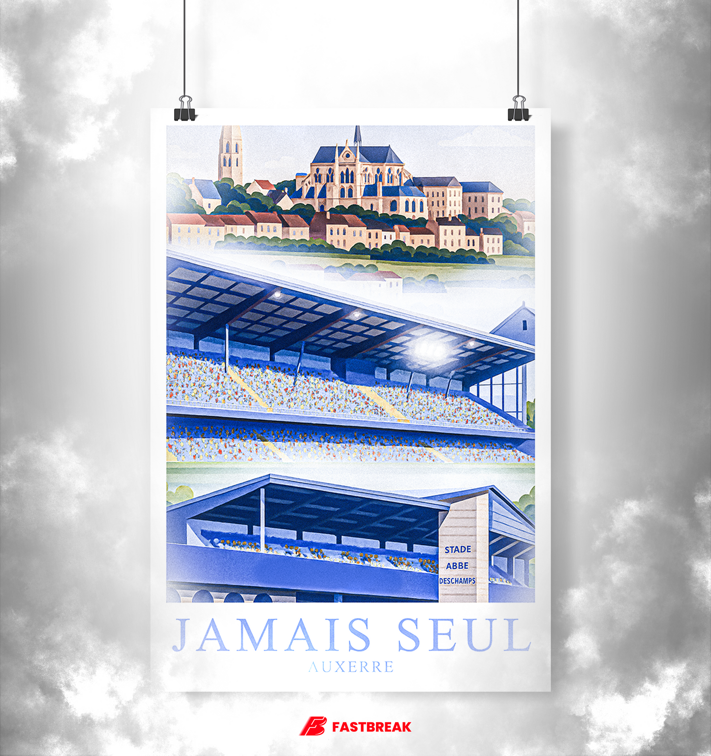 Affiche Supporters Auxerre – Jamais seul | Poster Football