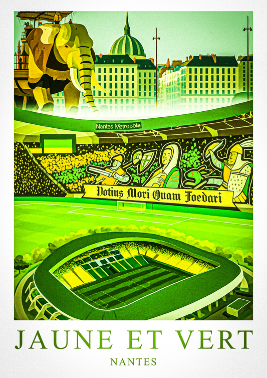 Affiche Stade de la Beaujoire – Nantes, Jaune et Vert FastBreak Shop