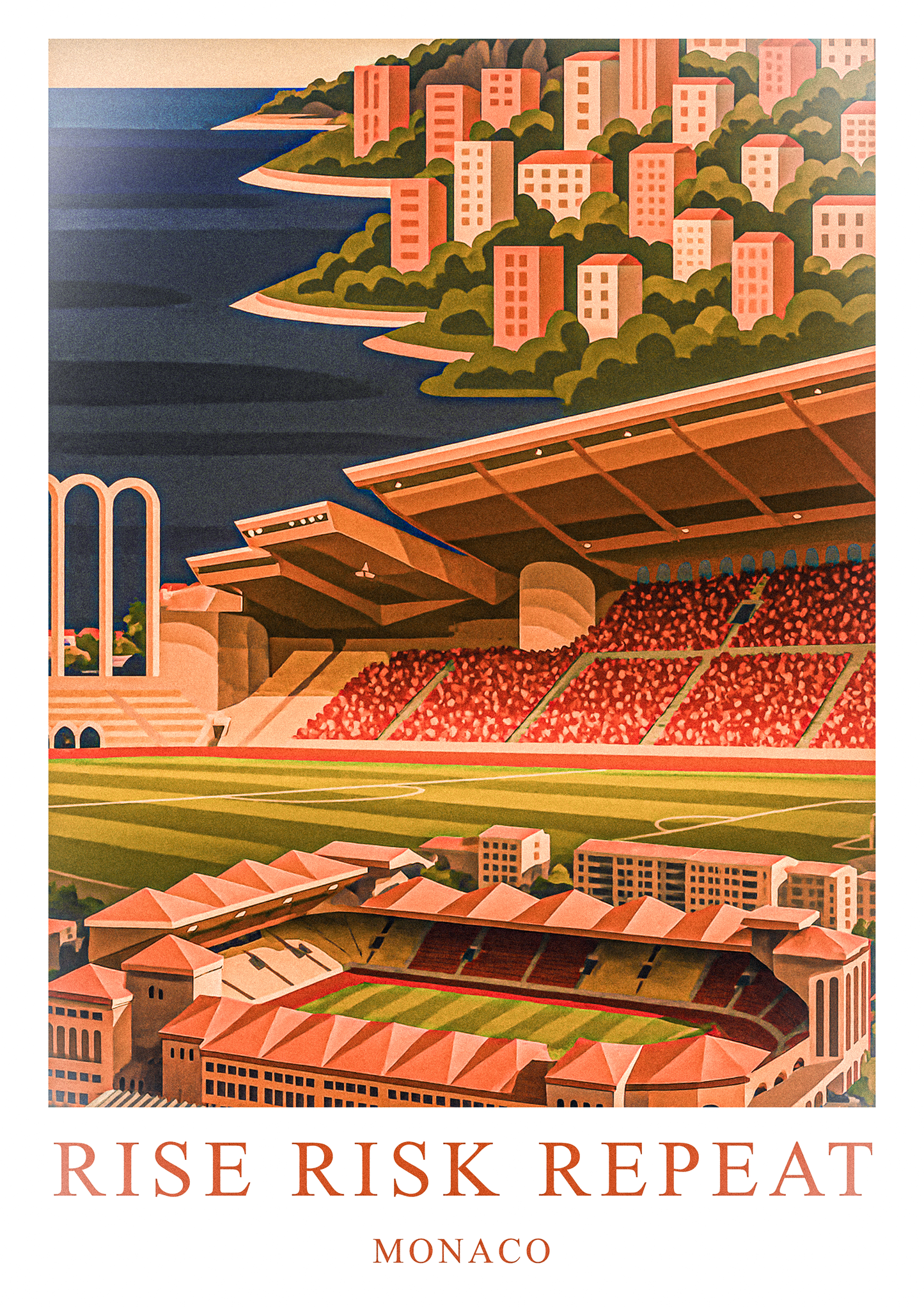 Affiche Supporters Monaco – Rise, Risk, Repeat | Poster Football