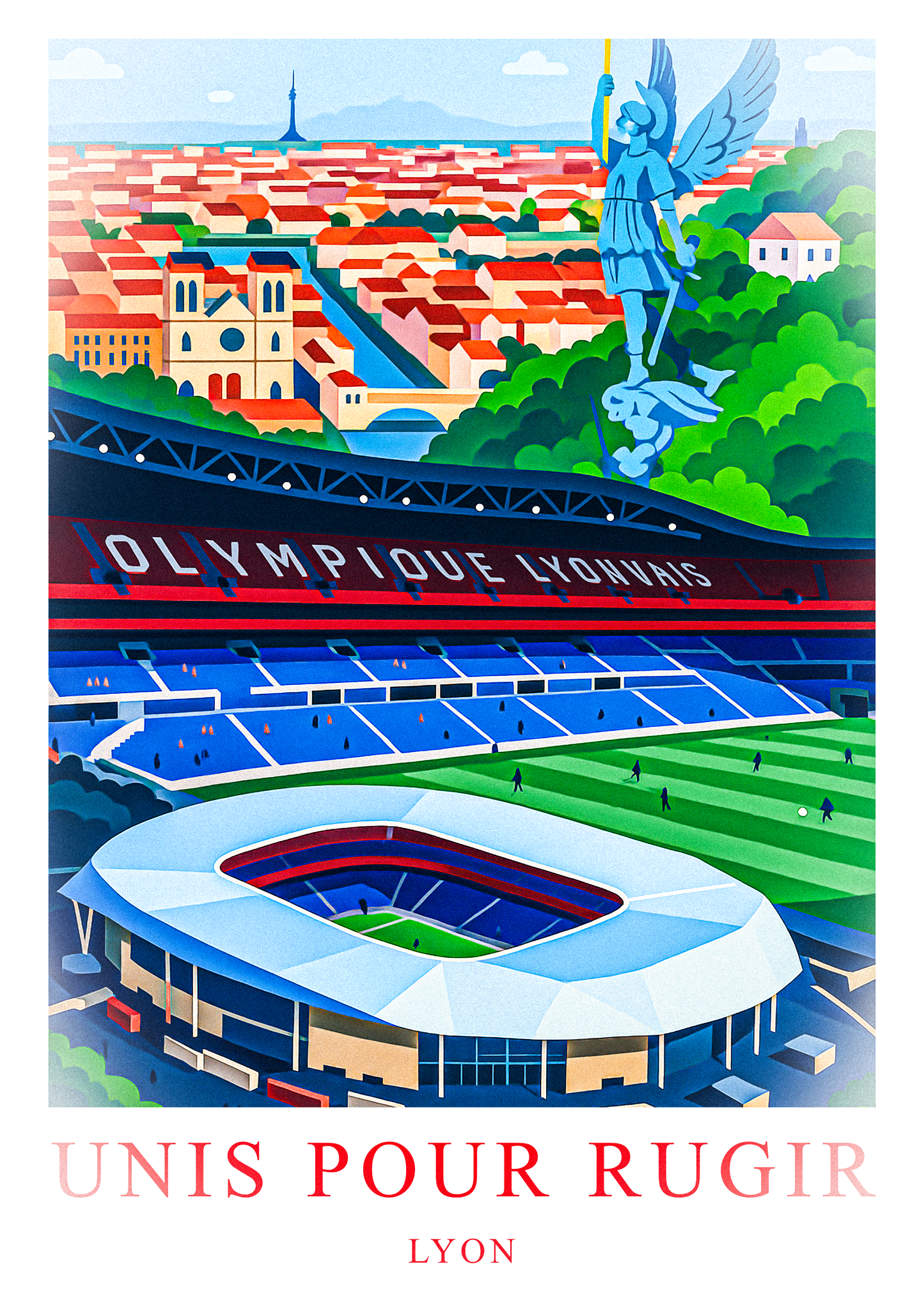 Affiche Supporters Lyon – Unis pour rugir | Poster Football