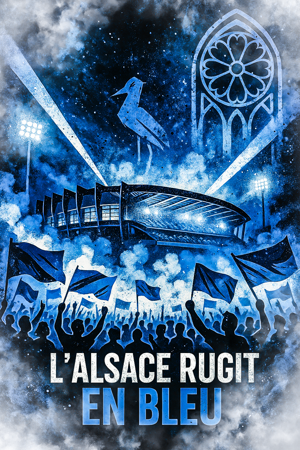 Affiche Supporters Strasbourg – L’Alsace rugit en bleu | Poster Football
