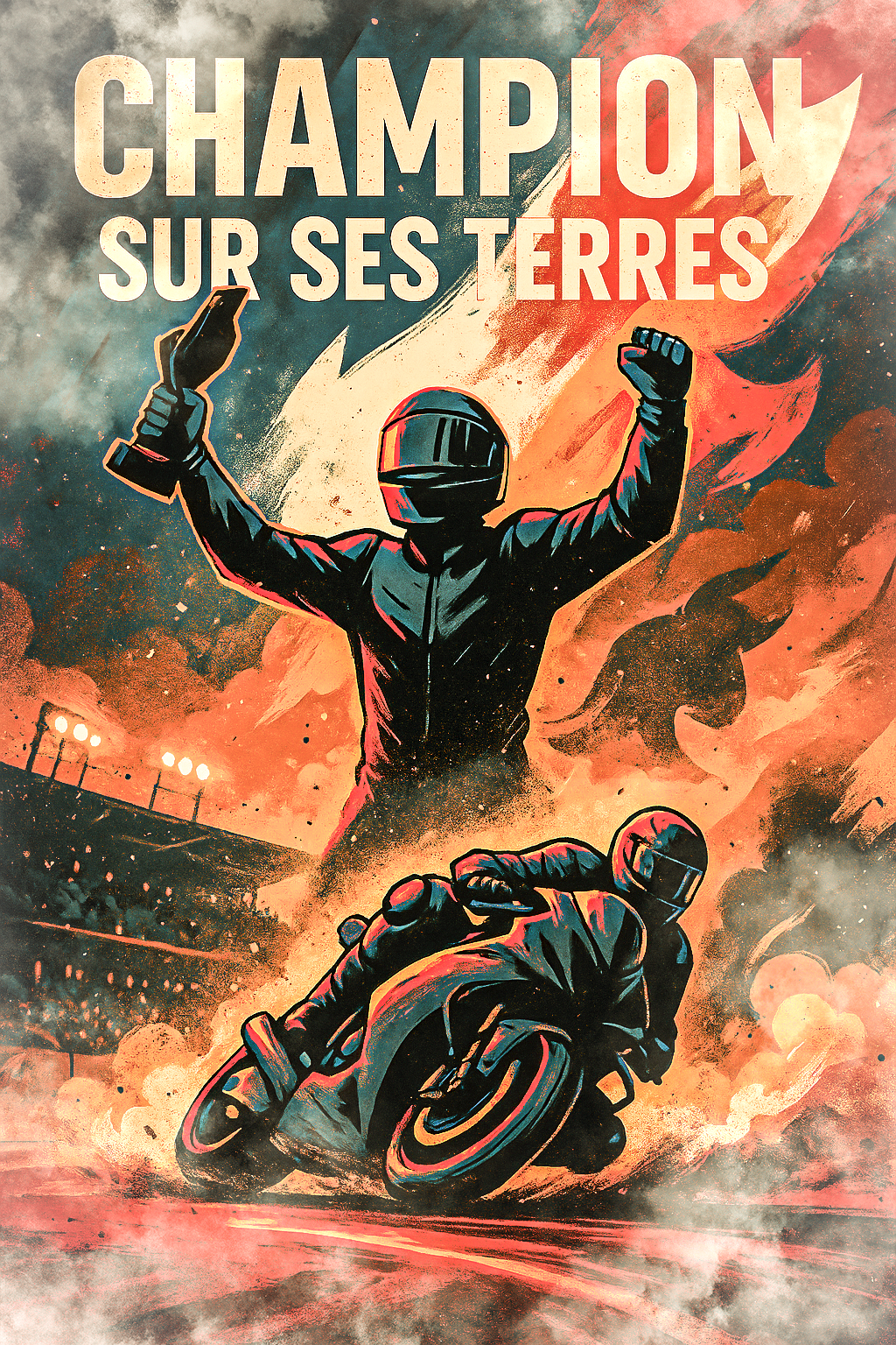 "Home Victory" Poster – Historic Triumph on Two Wheels | Motorcycle Poster