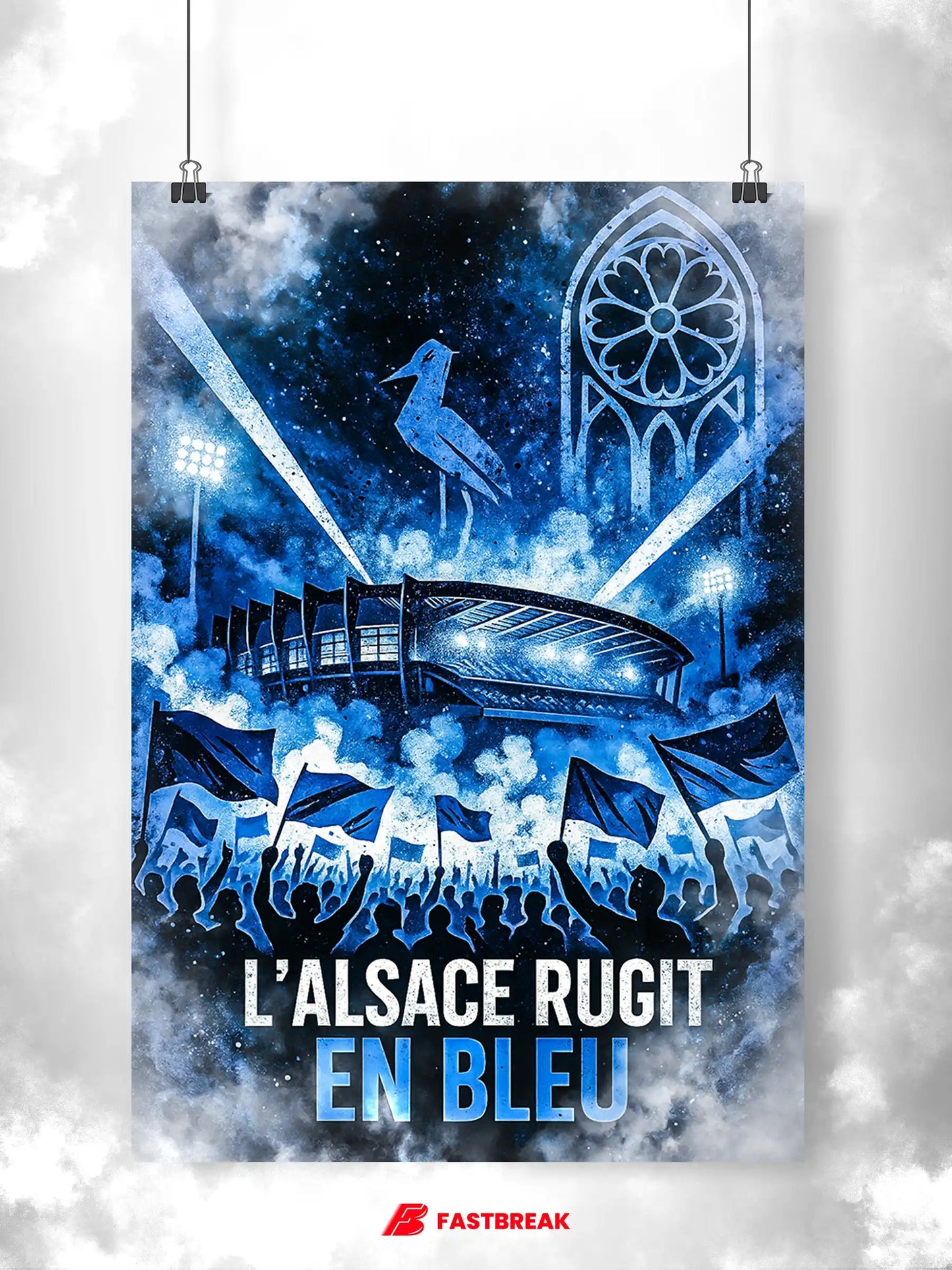 Affiche Supporter Strasbourg – L’Alsace rugit en bleu | Poster Football FastBreak Shop