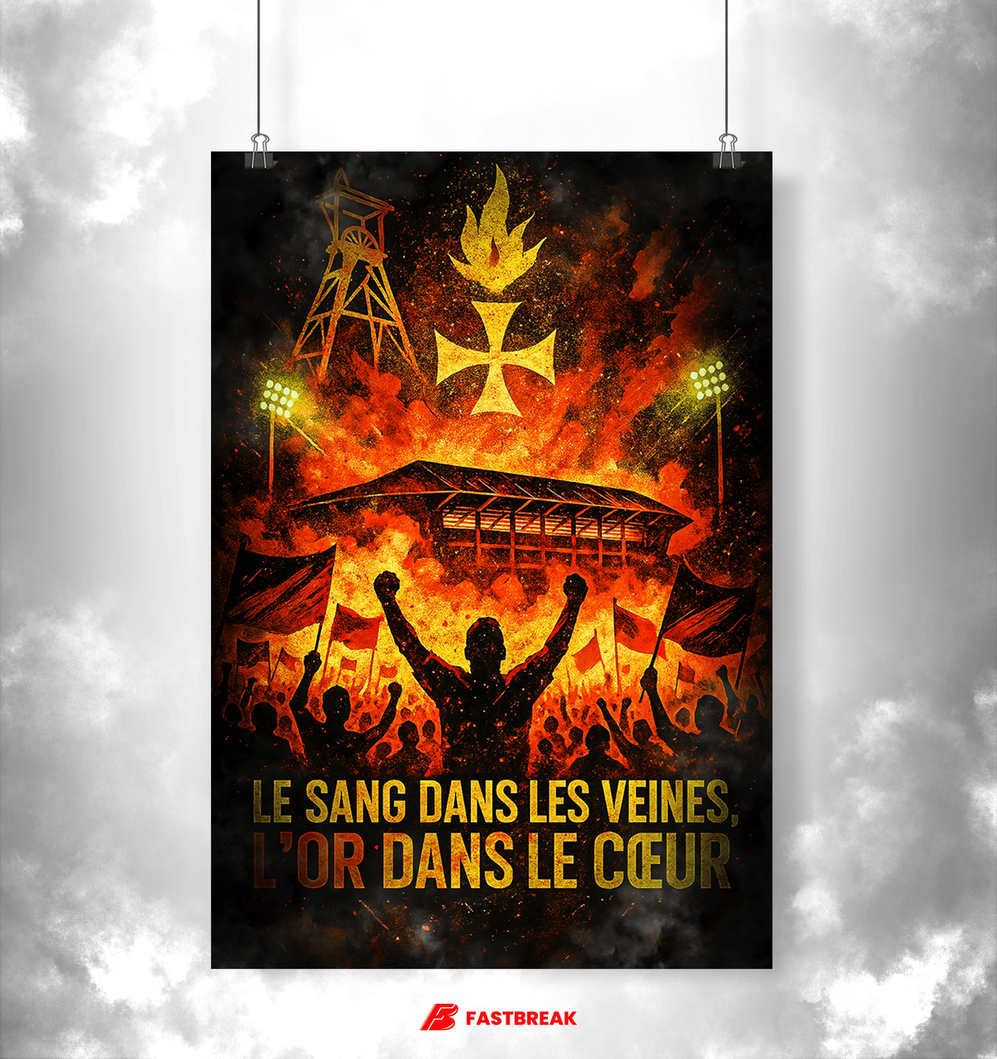 Affiche Supporters Lens – Passion Sang & Or | Poster Football