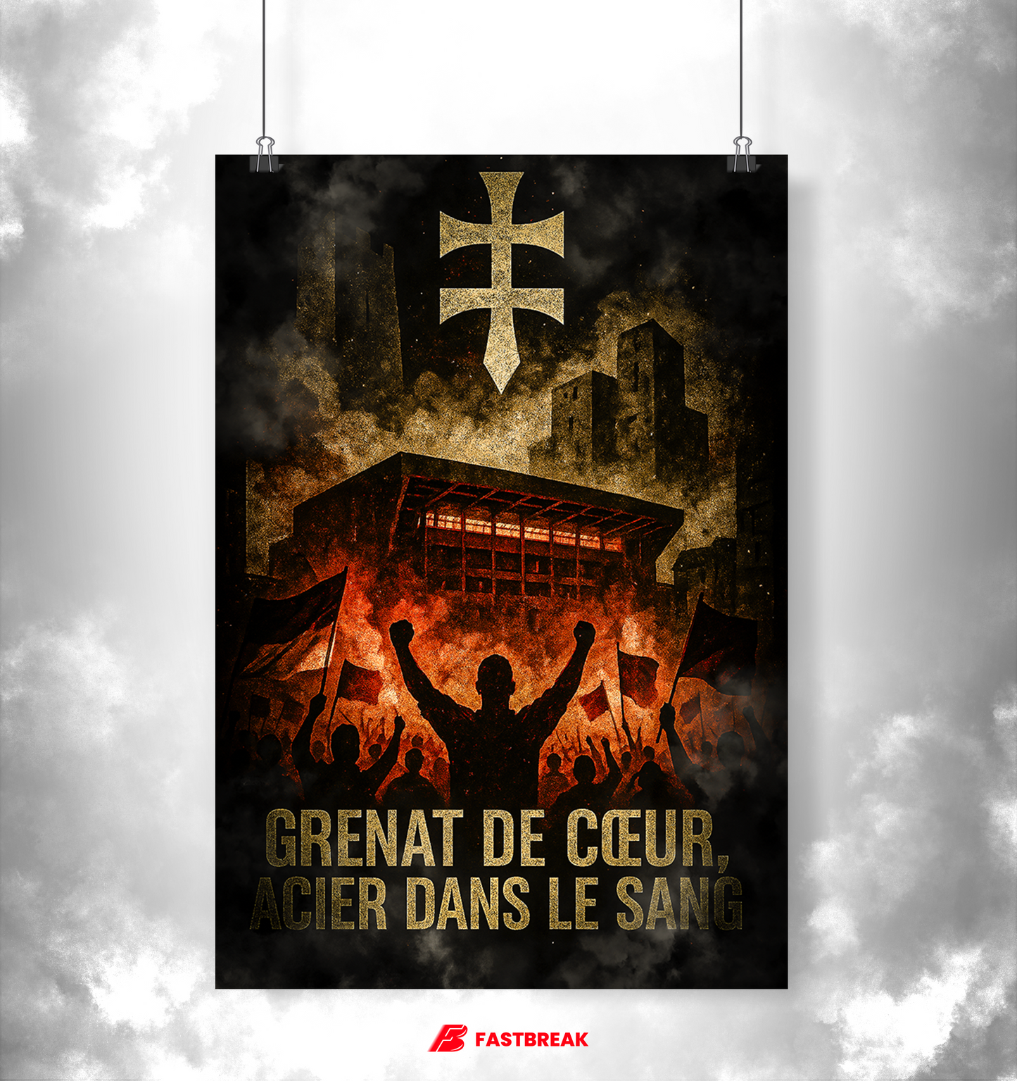 Affiche Supporters Metz – Grenat de cœur, acier dans le sang | Poster Football