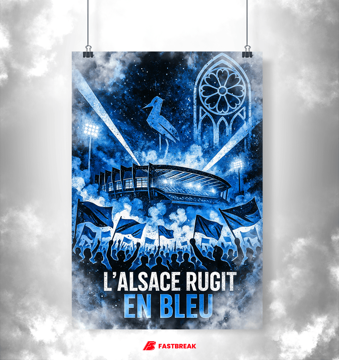 Affiche Supporters Strasbourg – L’Alsace rugit en bleu | Poster Football