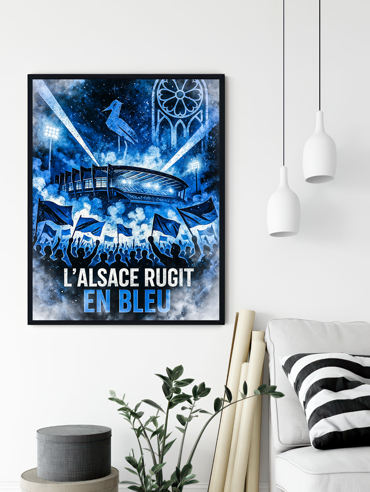 Affiche Supporters Strasbourg – L’Alsace rugit en bleu | Poster Football