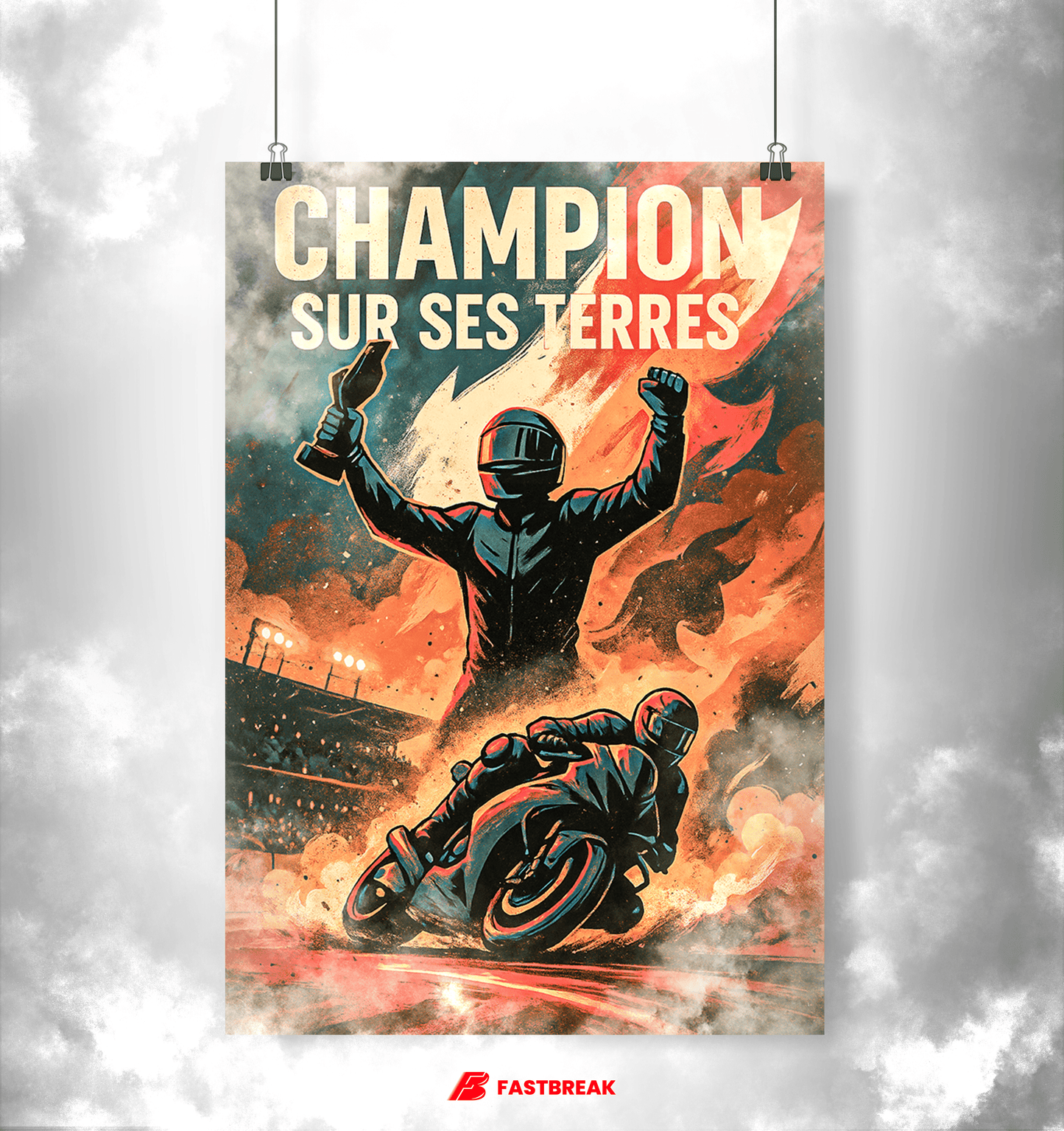 "Home Victory" Poster – Historic Triumph on Two Wheels | Motorcycle Poster