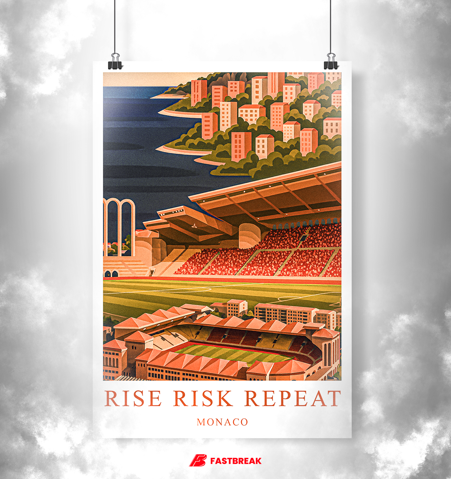 Affiche Supporters Monaco – Rise, Risk, Repeat | Poster Football