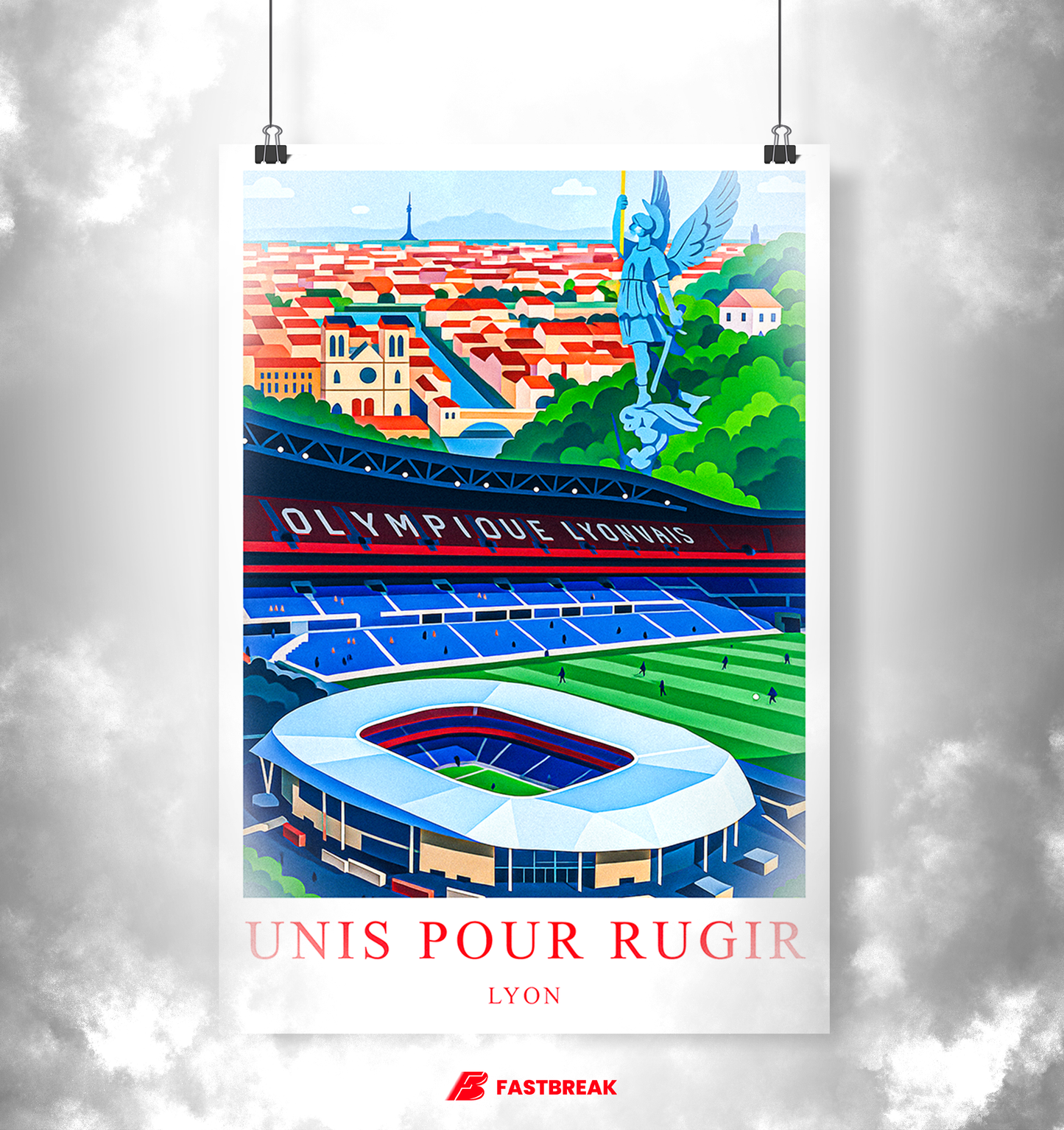 Affiche Supporters Lyon – Unis pour rugir | Poster Football