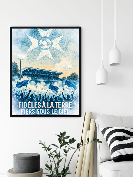 Affiche Supporters Auxerre – Ferveur bleu et blanche | Poster Football