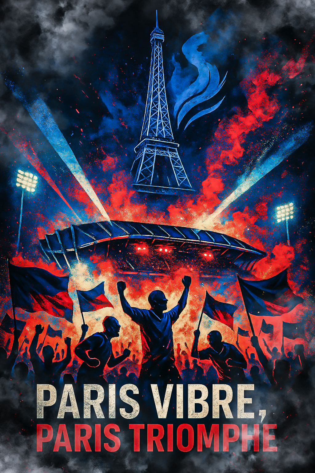 Affiche Supporters Paris – Paris vibre, Paris triomphe | Poster Football
