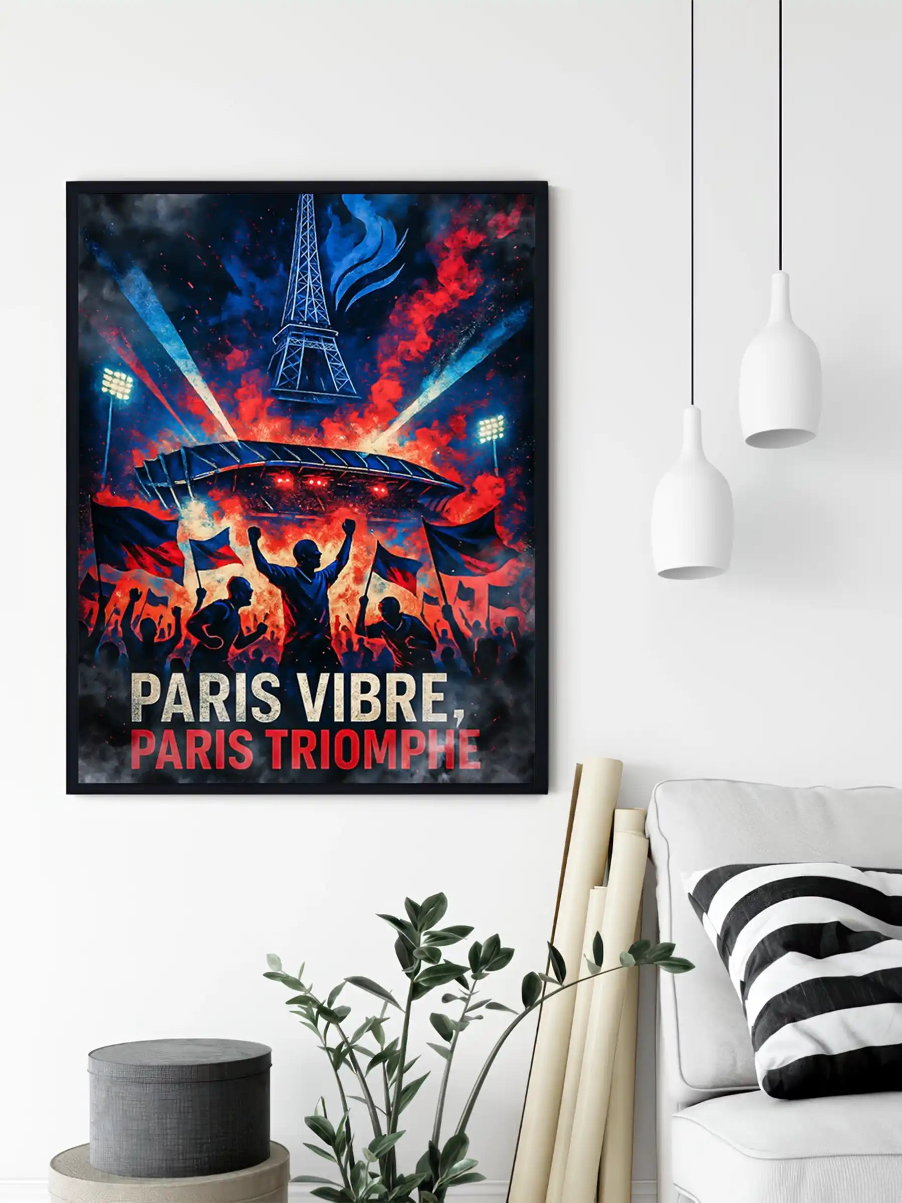 Affiche Supporter Paris – Paris vibre, Paris triomphe | Poster Ambiance Rouge et Bleu FastBreak Shop