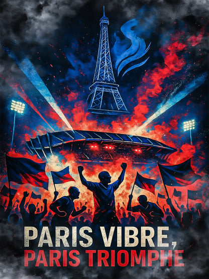 Affiche Supporter Paris – Paris vibre, Paris triomphe | Poster Ambiance Rouge et Bleu FastBreak Shop