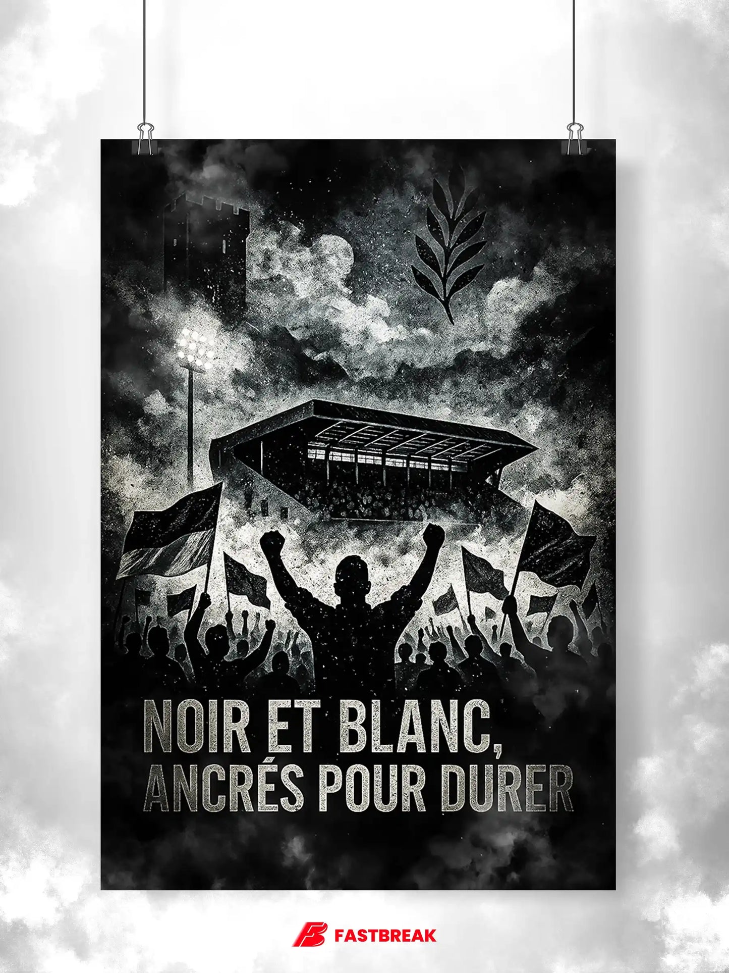 Affiche Supporters Angers – Passion Angevine | Poster Ambiance Noir et Blanc FastBreak Shop