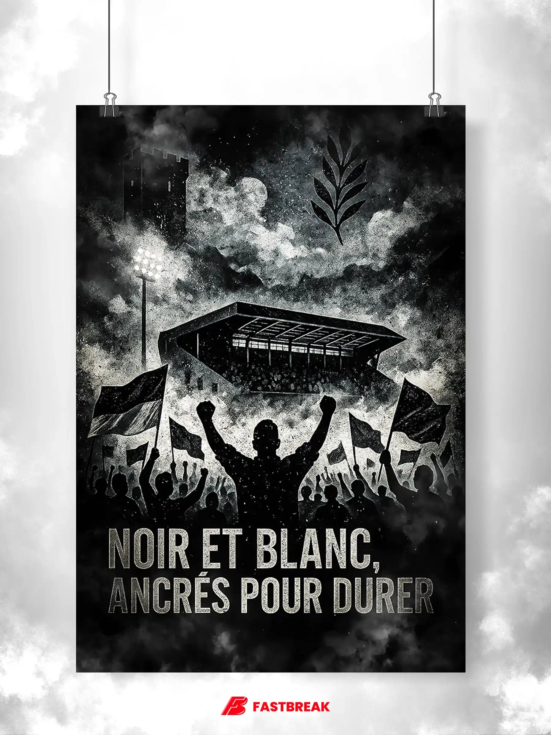 Affiche Supporters Angers – Passion Angevine | Poster Ambiance Noir et Blanc FastBreak Shop