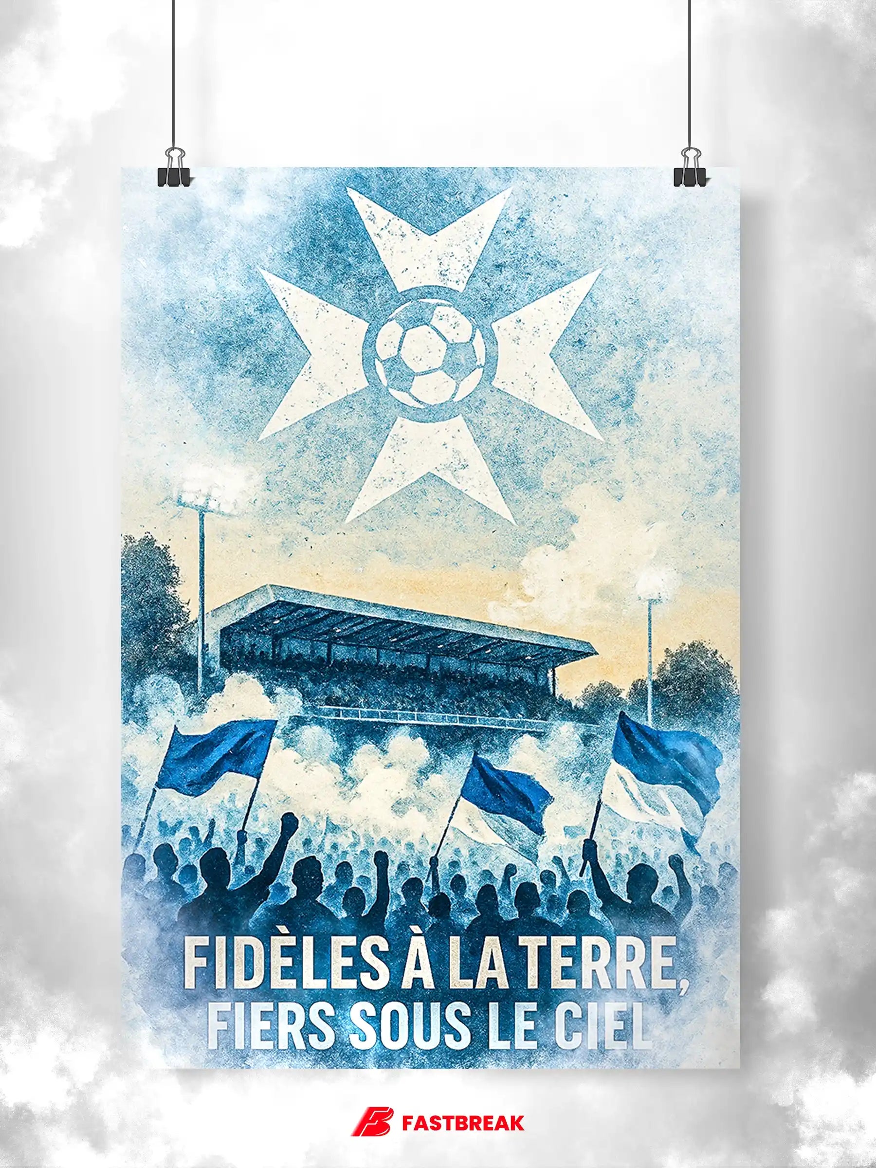 Affiche Supporters Auxerre – Ferveur bleu et blanche | Poster Ambiance Auxerroise FastBreak Shop