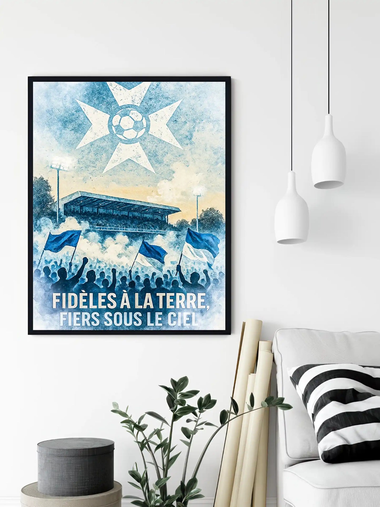 Affiche Supporters Auxerre – Ferveur bleu et blanche | Poster Ambiance Auxerroise FastBreak Shop