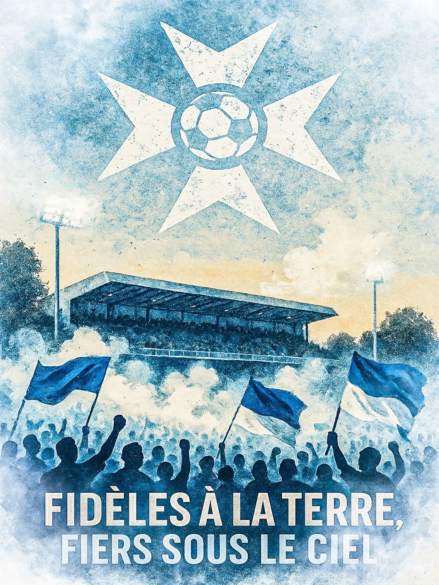 Affiche Supporters Auxerre – Ferveur bleu et blanche | Poster Ambiance Auxerroise FastBreak Shop