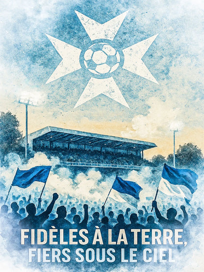 Affiche Supporters Auxerre – Ferveur bleu et blanche | Poster Ambiance Auxerroise FastBreak Shop