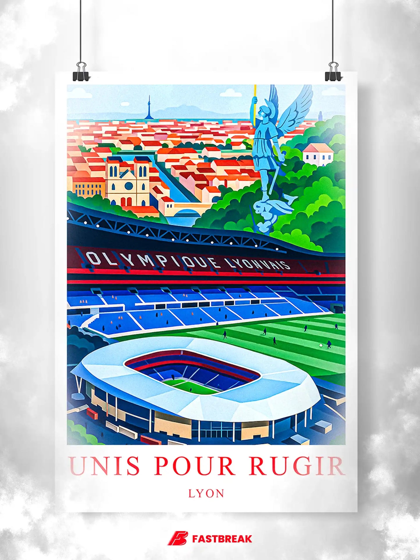 Lyon – Le Grand Stade de la Ville | Affiche Artistique FastBreak FastBreak Shop