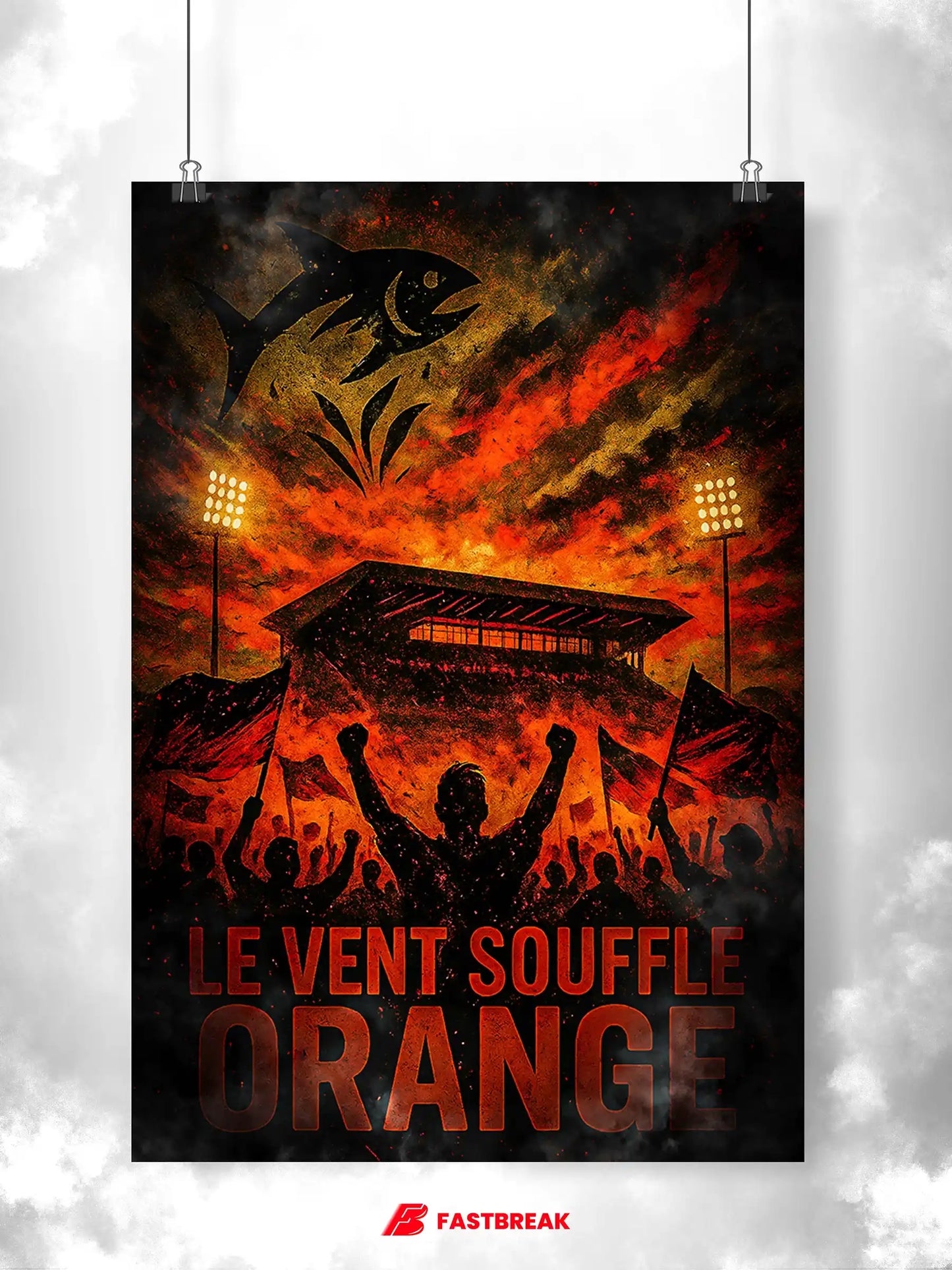 Affiche Supporters Lorient – Le Vent Souffle Orange | Poster Ambiance d'Atlantique FastBreak Shop