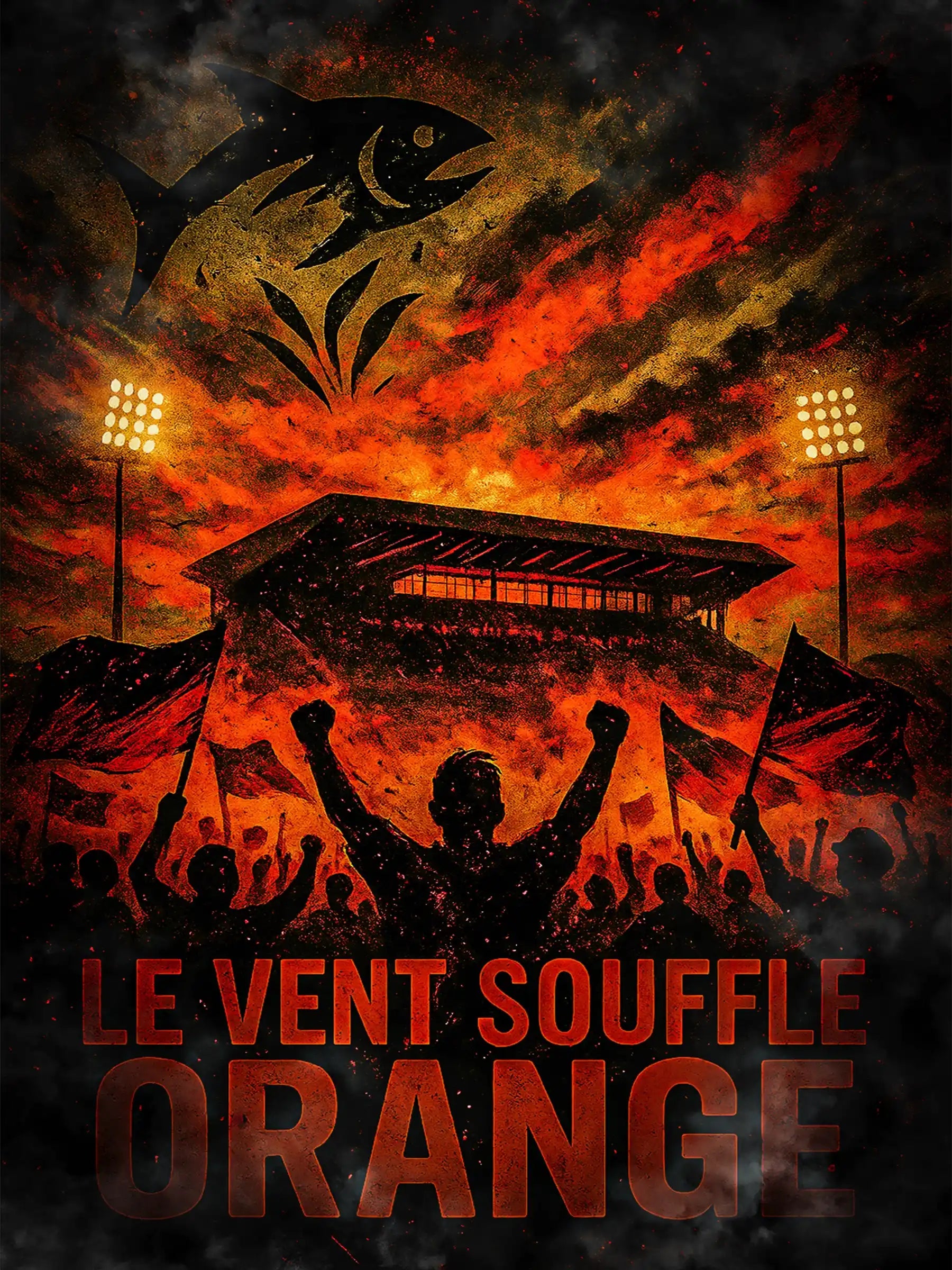 Affiche Supporters Lorient – Le Vent Souffle Orange | Poster Ambiance d'Atlantique FastBreak Shop