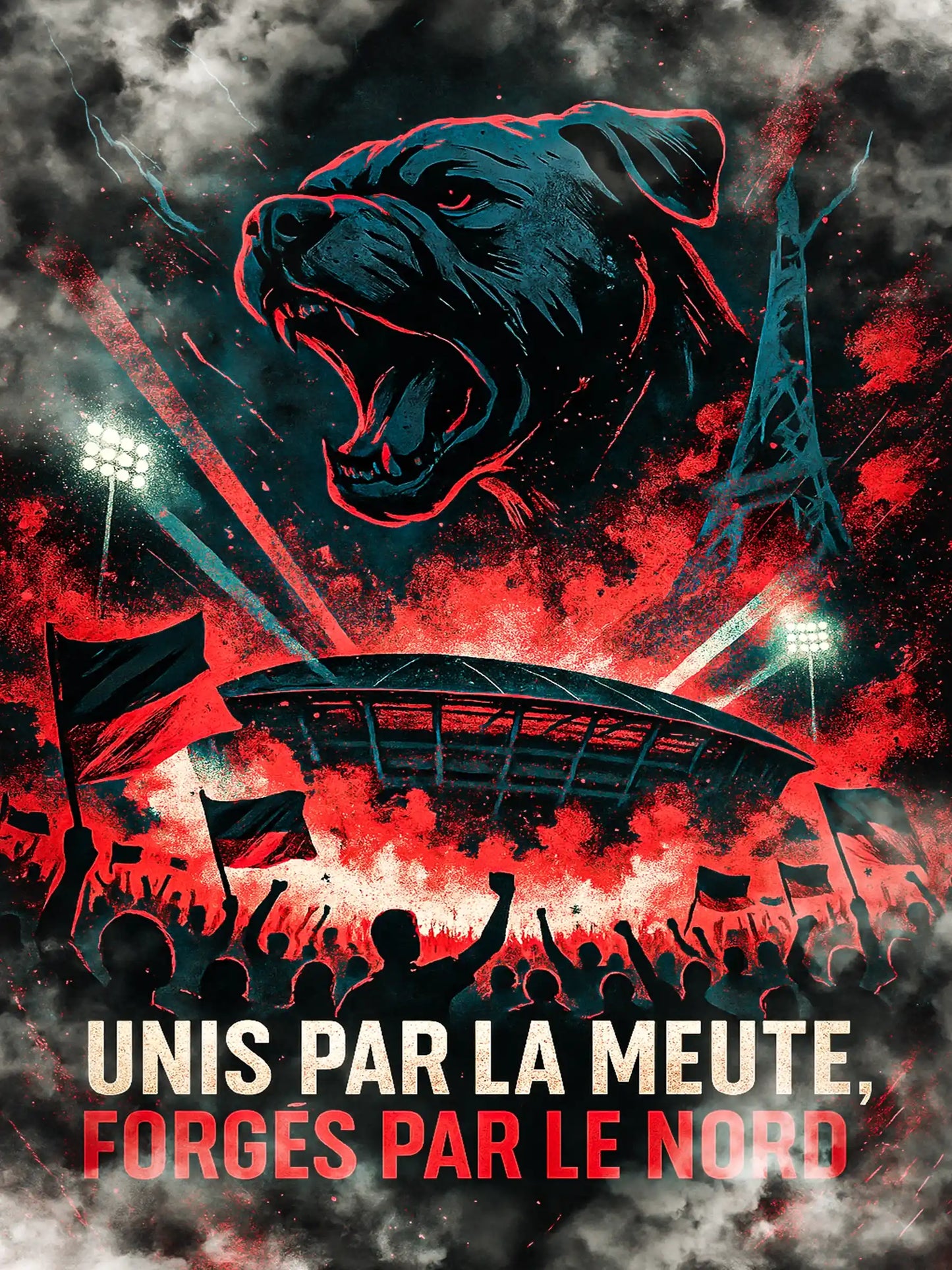 Affiche Supporters Lille – Unis par la Meute, Forgés par le Nord | Poster Ambiance Nordique FastBreak Shop
