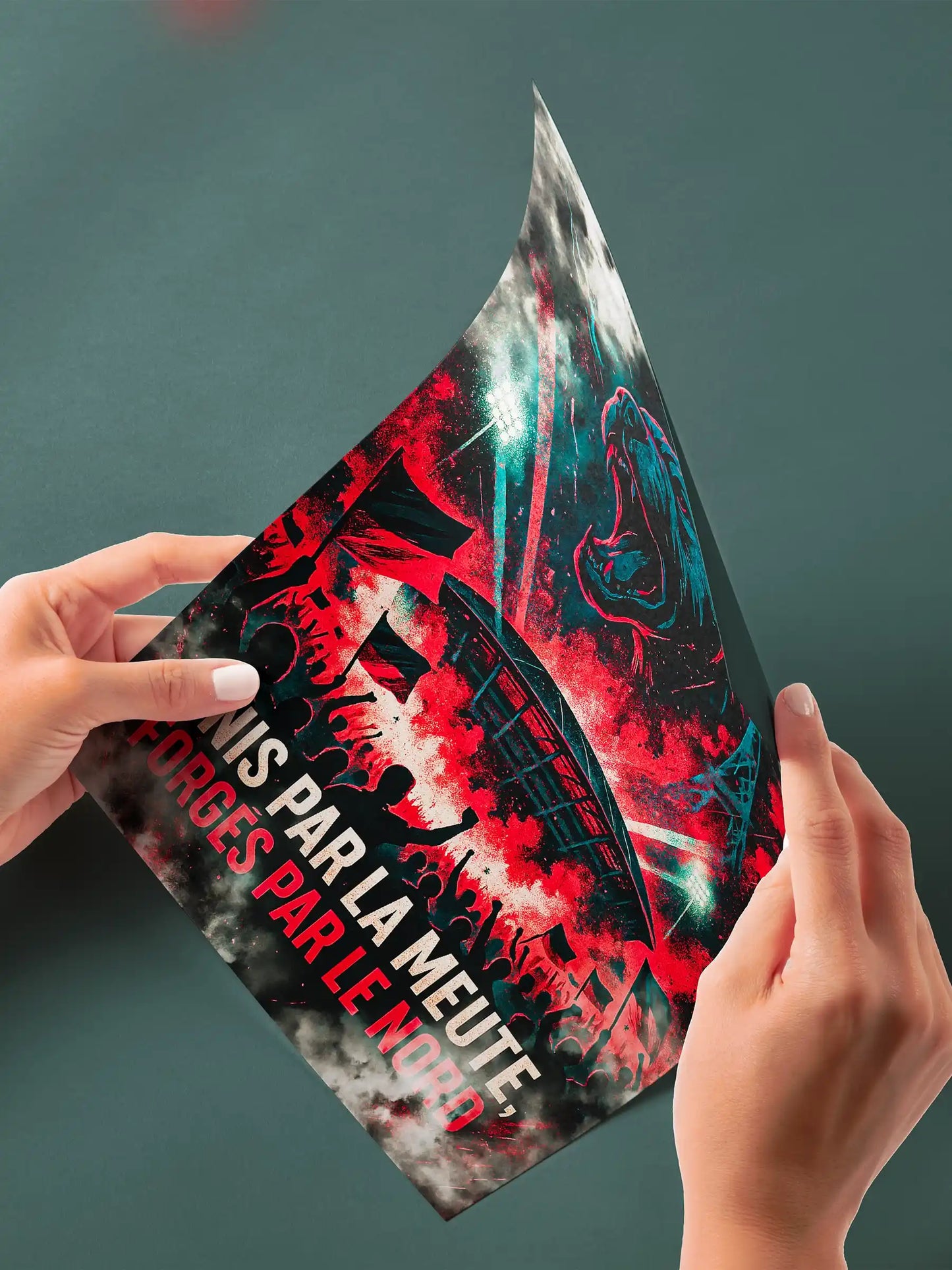 Affiche Supporters Lille – Unis par la Meute, Forgés par le Nord | Poster Ambiance Nordique FastBreak Shop