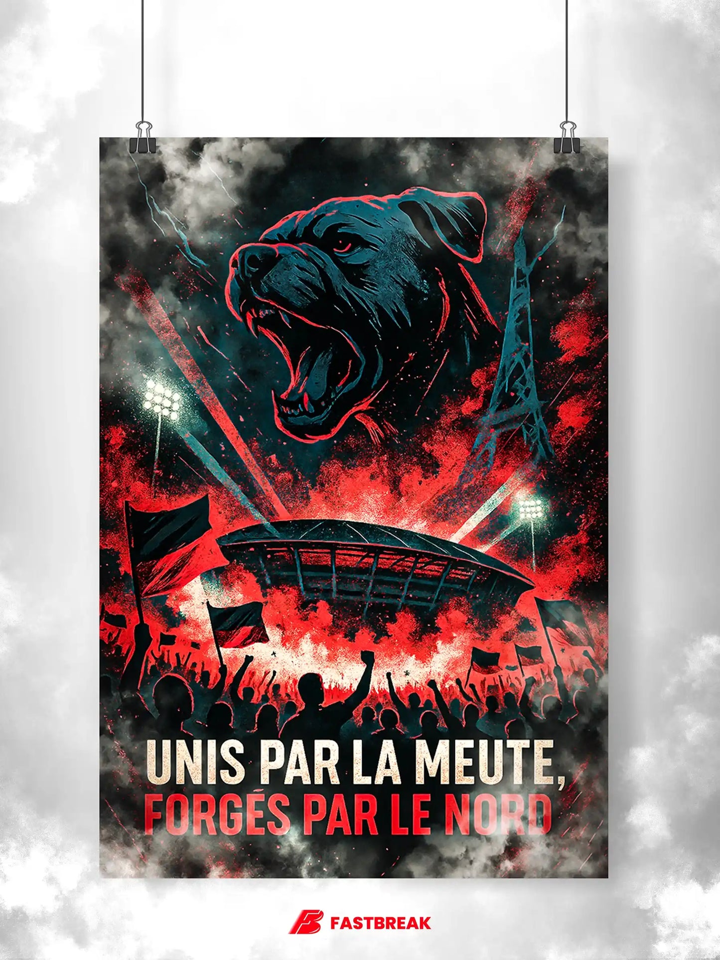 Affiche Supporters Lille – Unis par la Meute, Forgés par le Nord | Poster Ambiance Nordique FastBreak Shop