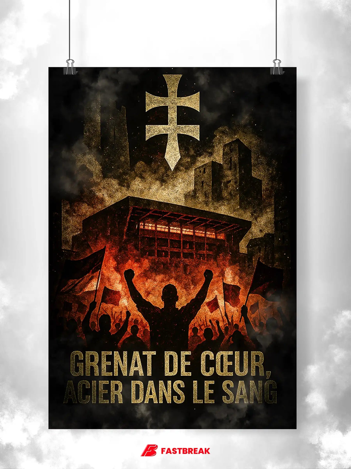 Affiche Supporters Metz – Grenat de cœur, acier dans le sang | Poster Ambiance de l'Est FastBreak Shop