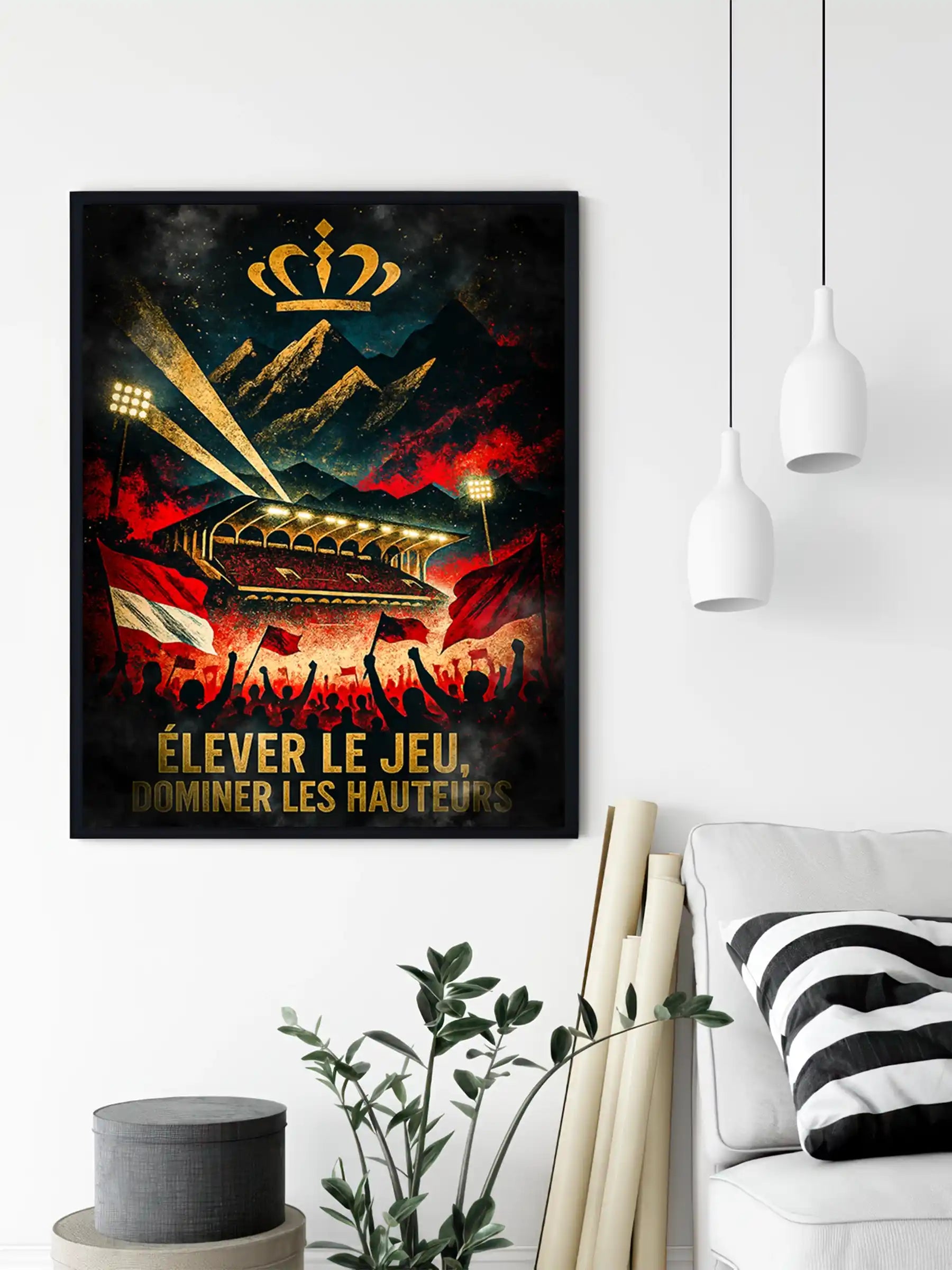 Affiche Supporters Monaco – Élever le jeu, dominer les hauteurs | Poster Ambiance Monégasque FastBreak Shop