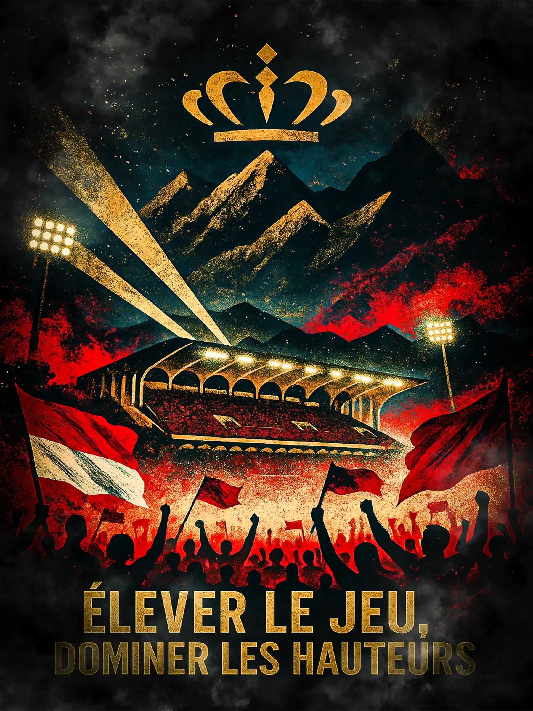 Affiche Supporters Monaco – Élever le jeu, dominer les hauteurs | Poster Ambiance Monégasque FastBreak Shop