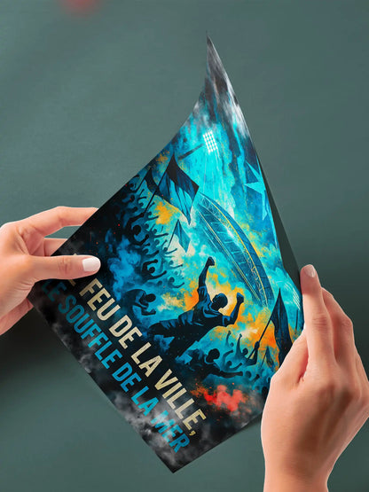 Affiche Supporter Marseille – Le feu de la ville, le souffle de la mer | Poster Ambiance Méditerranéenne FastBreak Shop