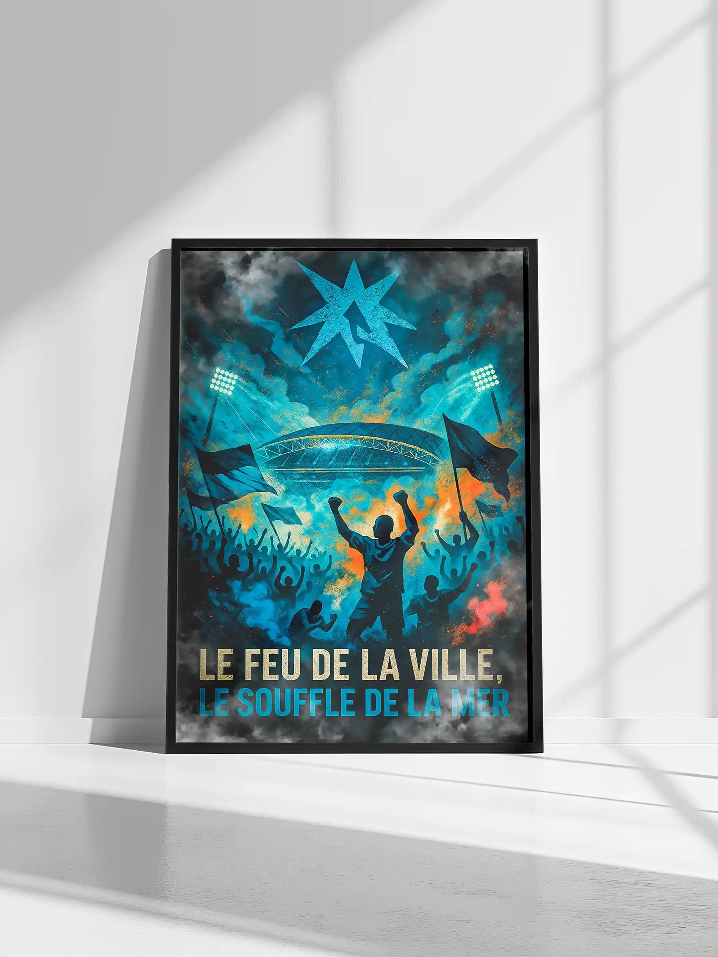 Affiche Supporter Marseille – Le feu de la ville, le souffle de la mer | Poster Ambiance Méditerranéenne FastBreak Shop