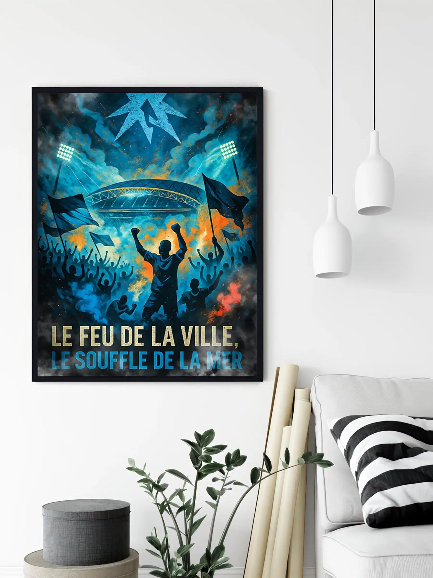 Affiche Supporter Marseille – Le feu de la ville, le souffle de la mer | Poster Ambiance Méditerranéenne FastBreak Shop