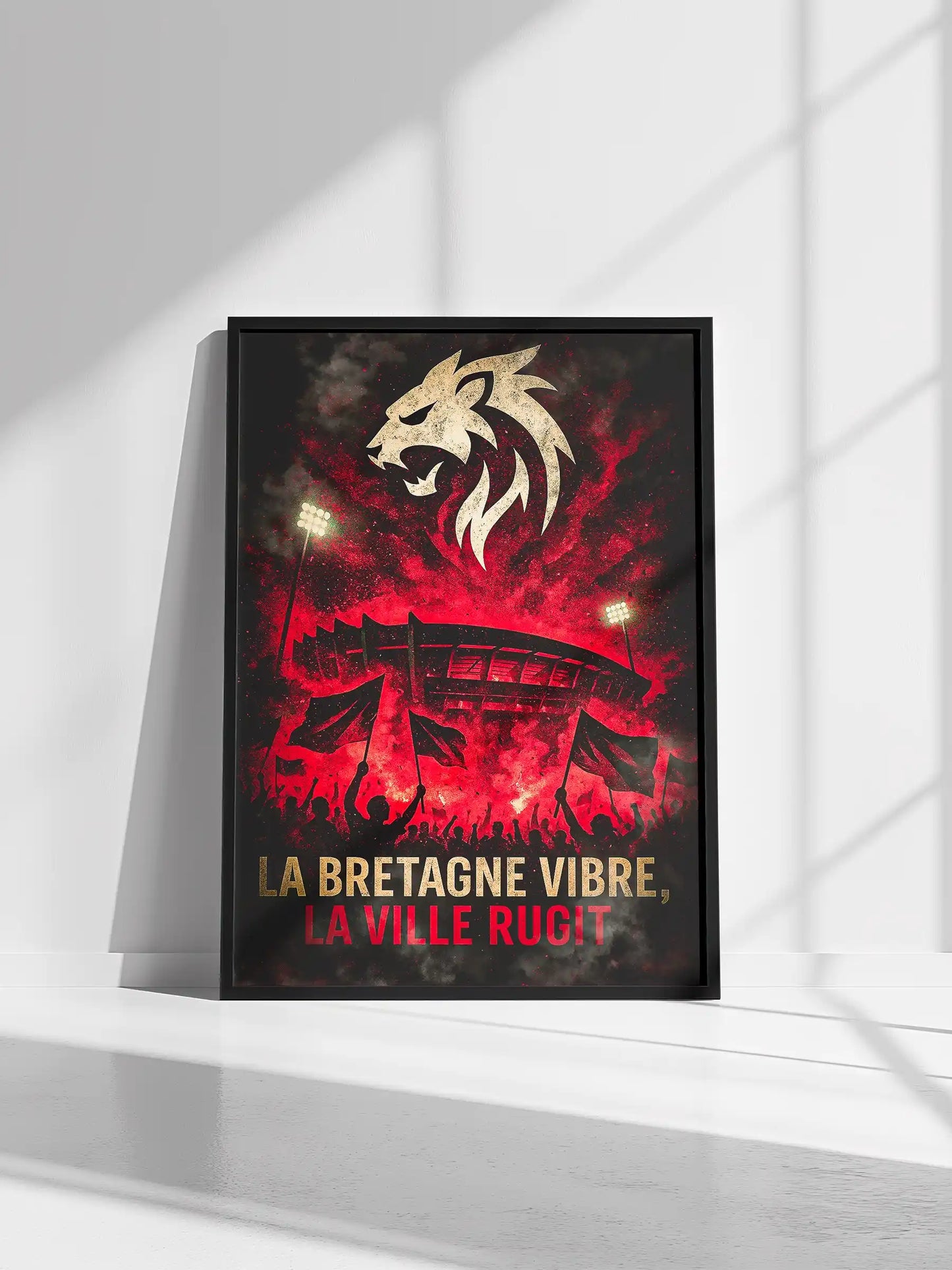 Affiche Supporter Rennes – La Bretagne vibre, la ville rugit | Poster Ambiance Rouge & Noir FastBreak Shop