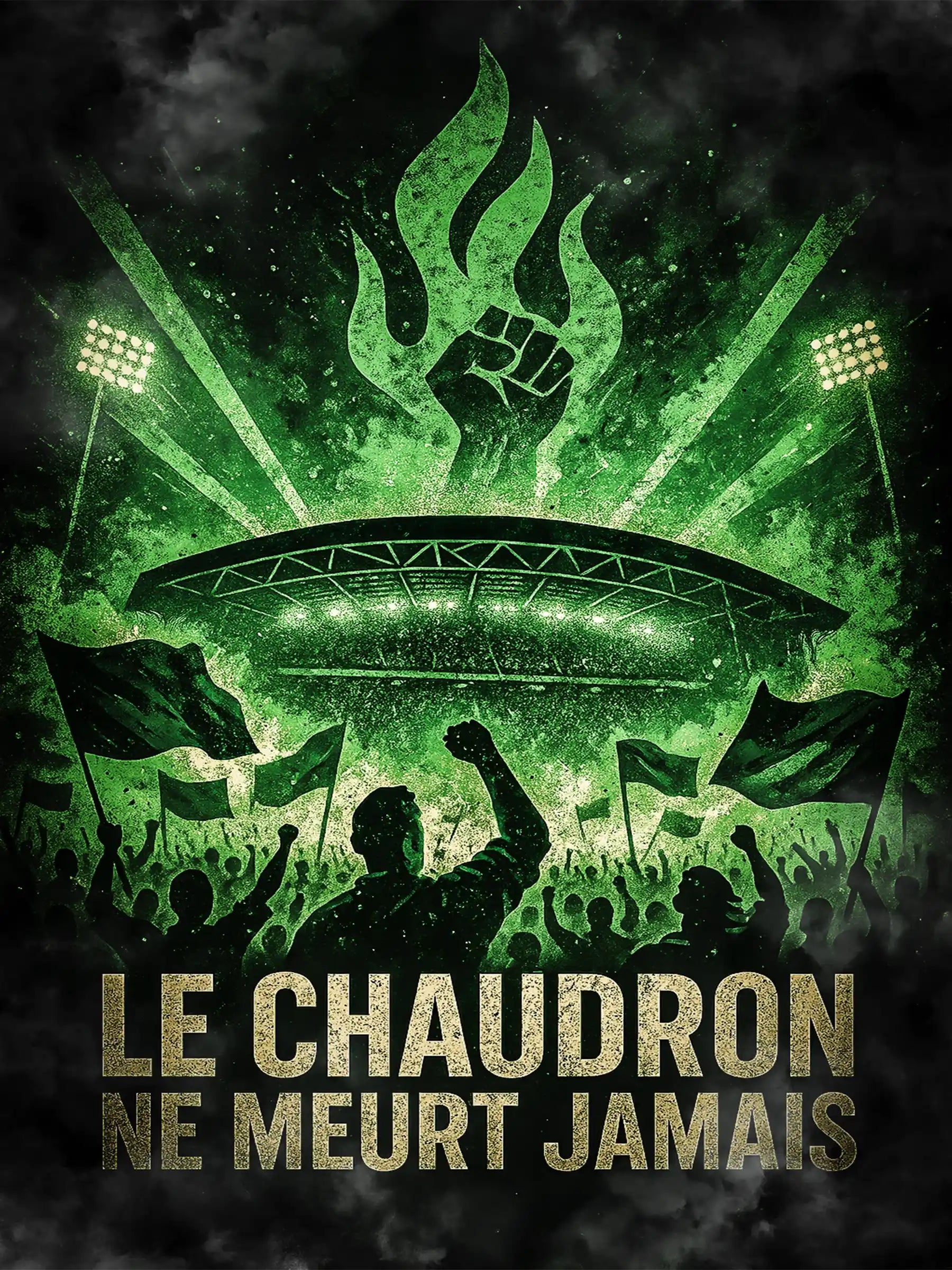 Affiche Supporter Saint-Étienne – Le Chaudron ne meurt jamais | Poster Ambiance Verte FastBreak Shop