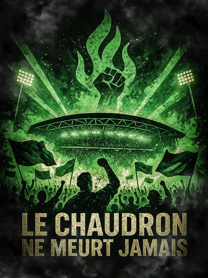 Affiche Supporter Saint-Étienne – Le Chaudron ne meurt jamais | Poster Ambiance Verte FastBreak Shop