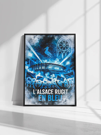 Affiche Supporter Strasbourg – L’Alsace rugit en bleu | Poster Football FastBreak Shop