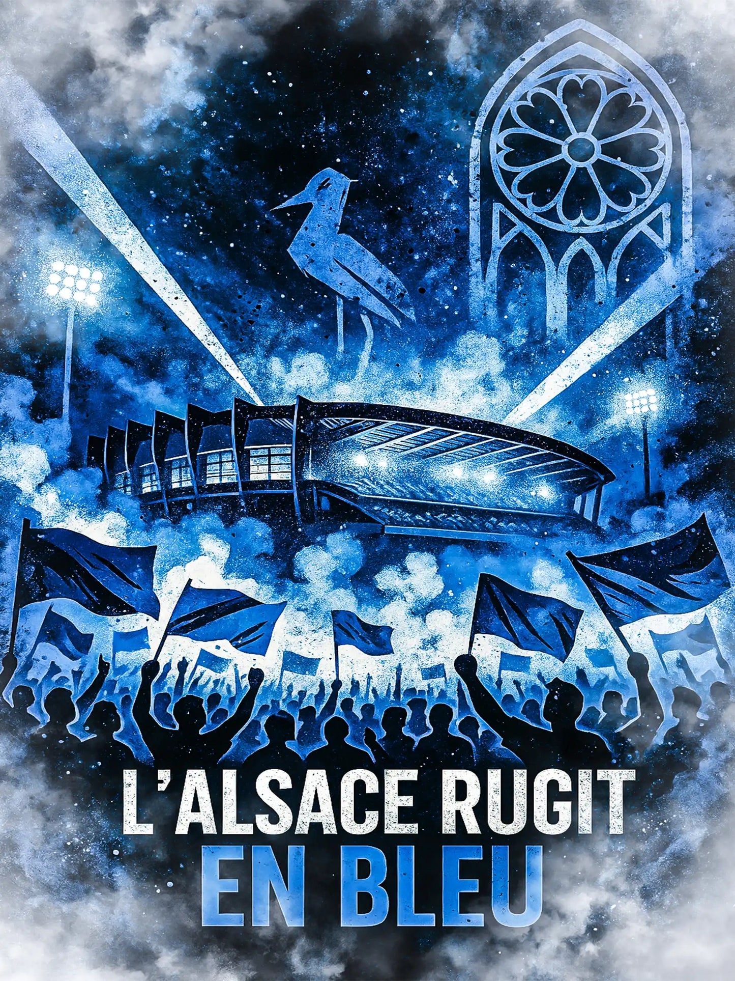Affiche Supporter Strasbourg – L’Alsace rugit en bleu | Poster Football FastBreak Shop