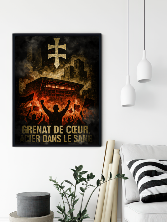 Metz Supporters Poster – Garnet in the heart, steel in the blood | Football Poster