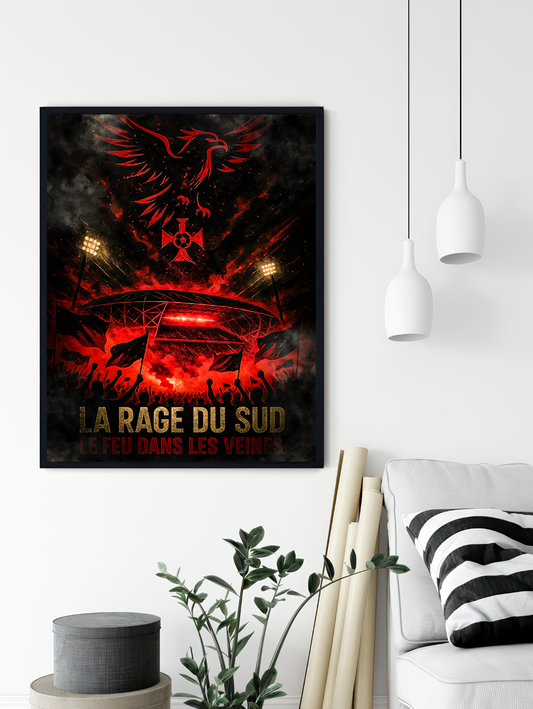 Nice Supporters Poster – The rage of the south, fire in the veins | Football Poster