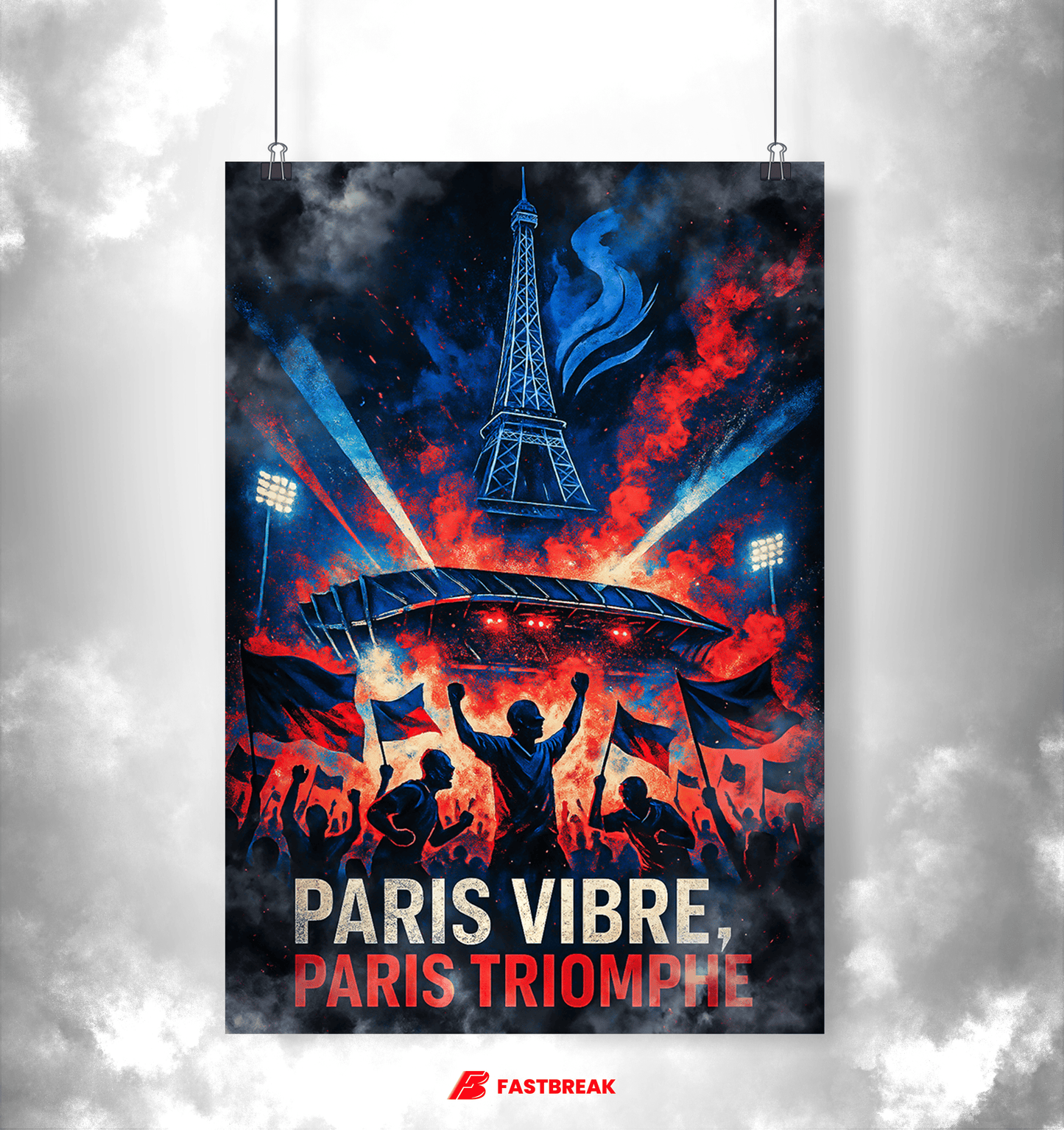 Affiche Supporters Paris – Paris vibre, Paris triomphe | Poster Football