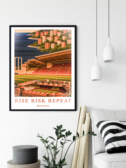 Affiche Supporters Monaco – Rise, Risk, Repeat | Poster Football